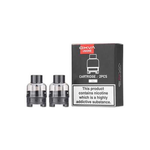 OXVA vape cartridges with packaging on a white background