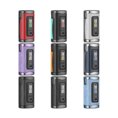 Collection of electronic devices with digital displays in various colors on a white background